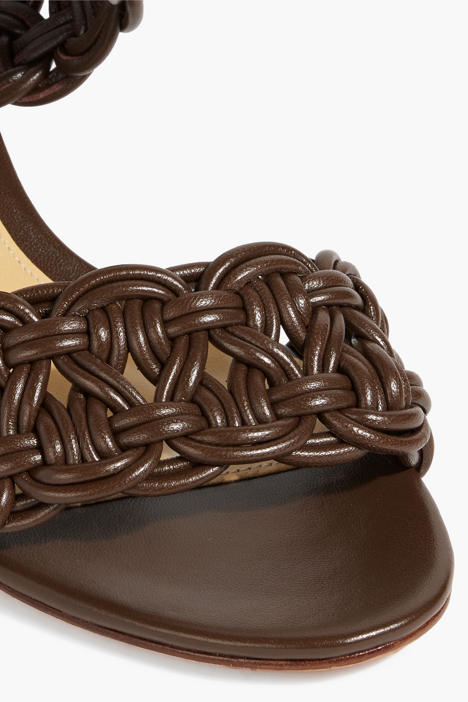 Alexandre Birman Sammy 50 Braided Leather Mules In Chocolate