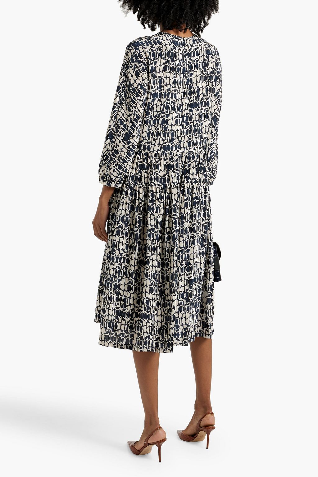 'S MAX MARA Tiered printed silk crepe de chine midi dress