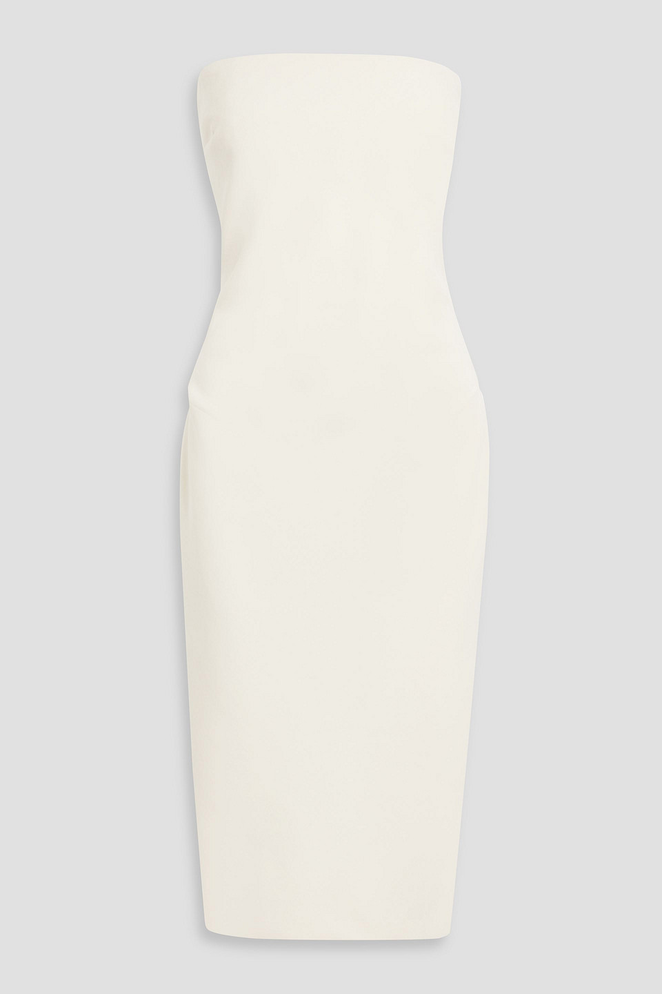 Max Mara Strapless Grain De Poudre Wool-blend Dress In Ivory
