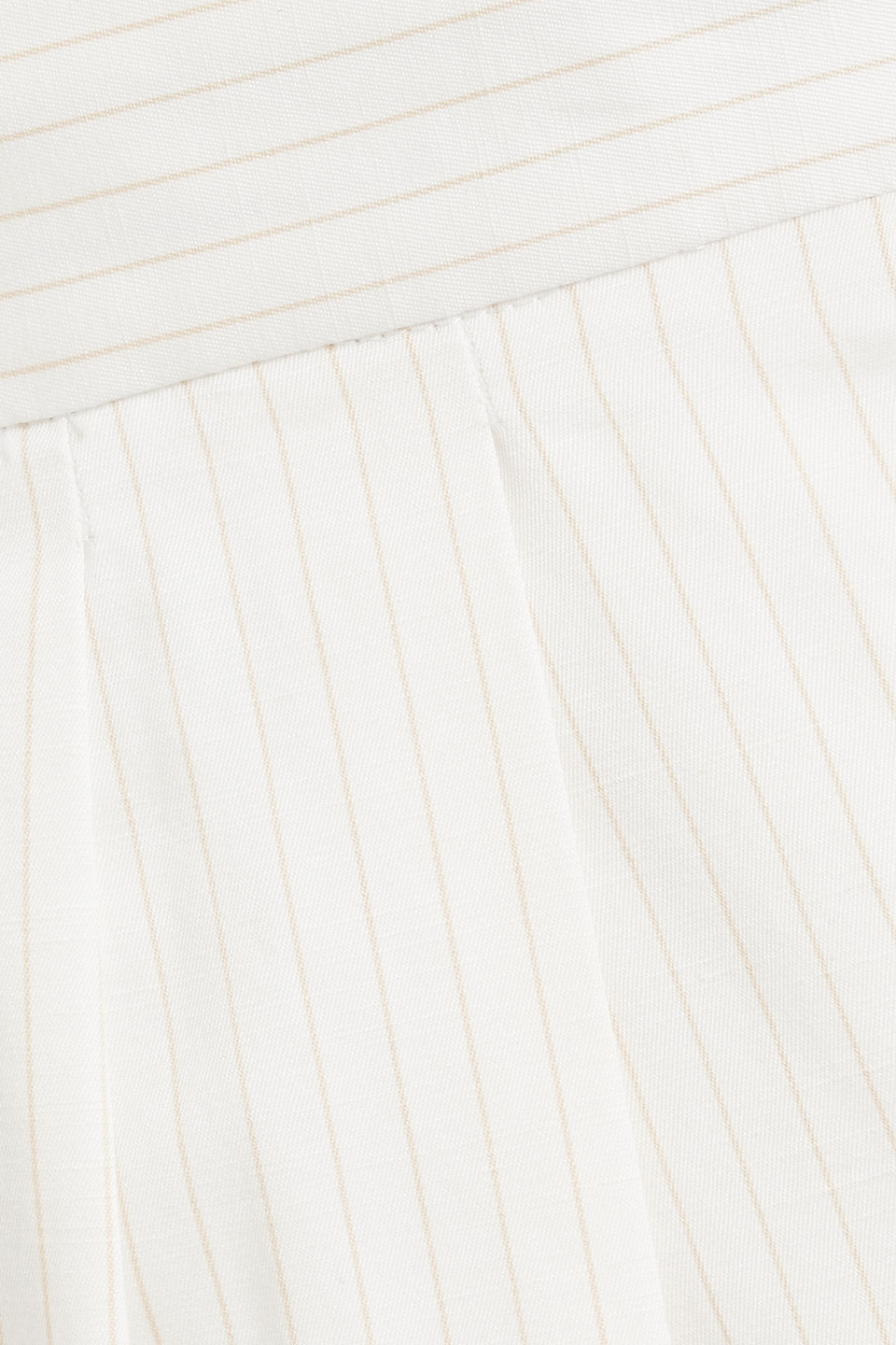 Max Mara Pleated Striped Cotton And Linen-blend Wide-leg Pants In White