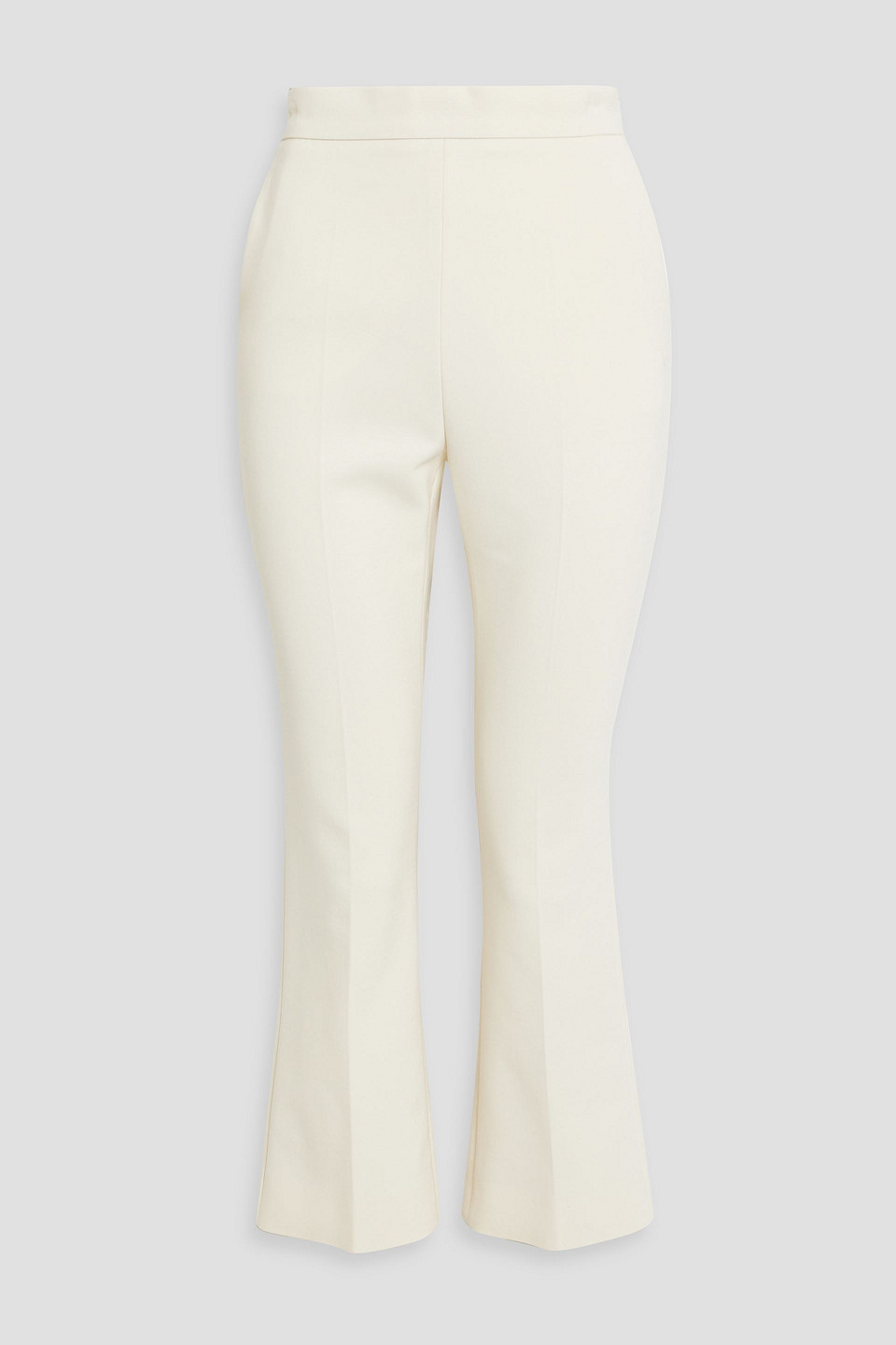 Max Mara Wool-blend Grain De Poudre Kick-flare Pants In Ivory