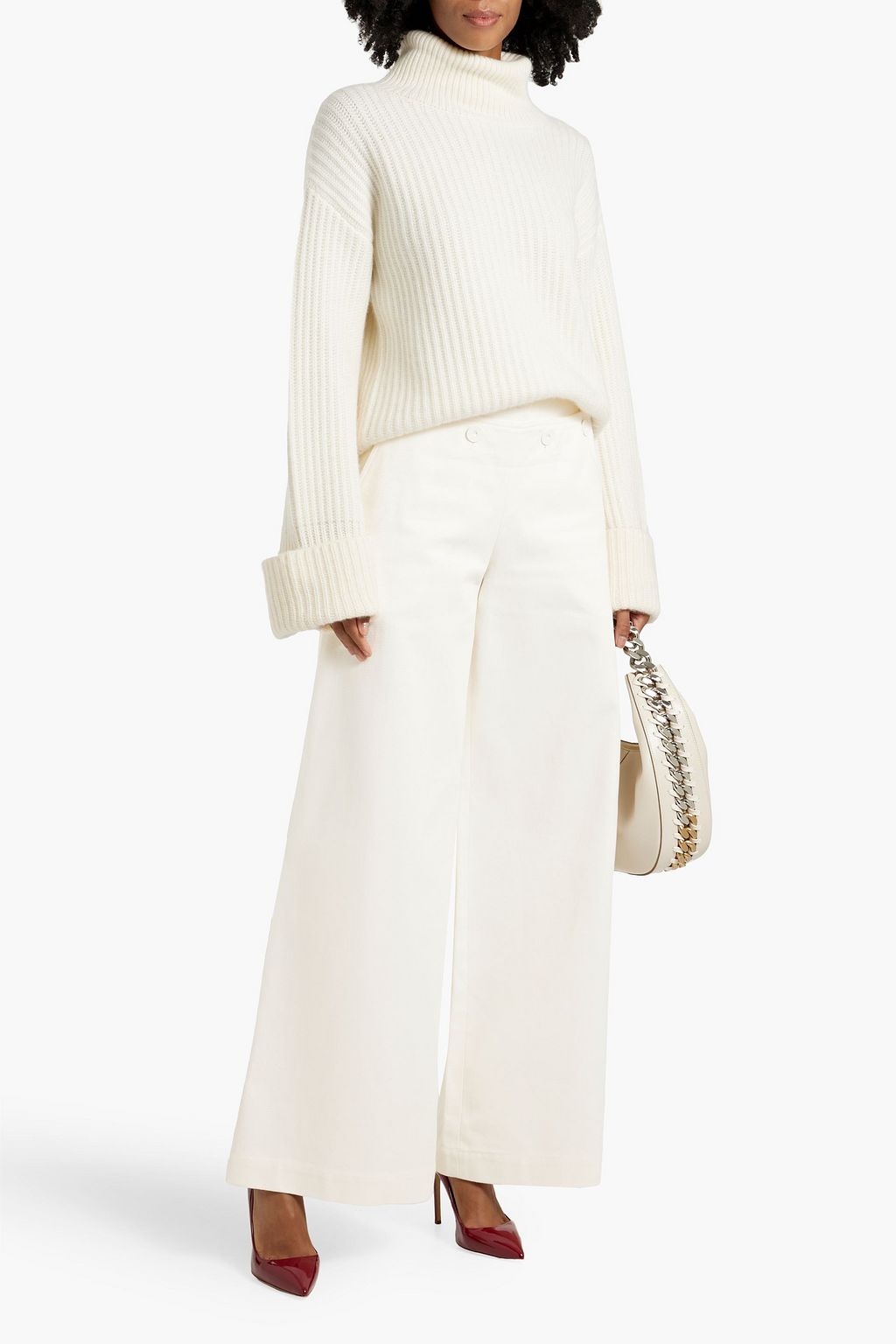 MAX MARA Button-detailed cotton-twill wide-leg pants