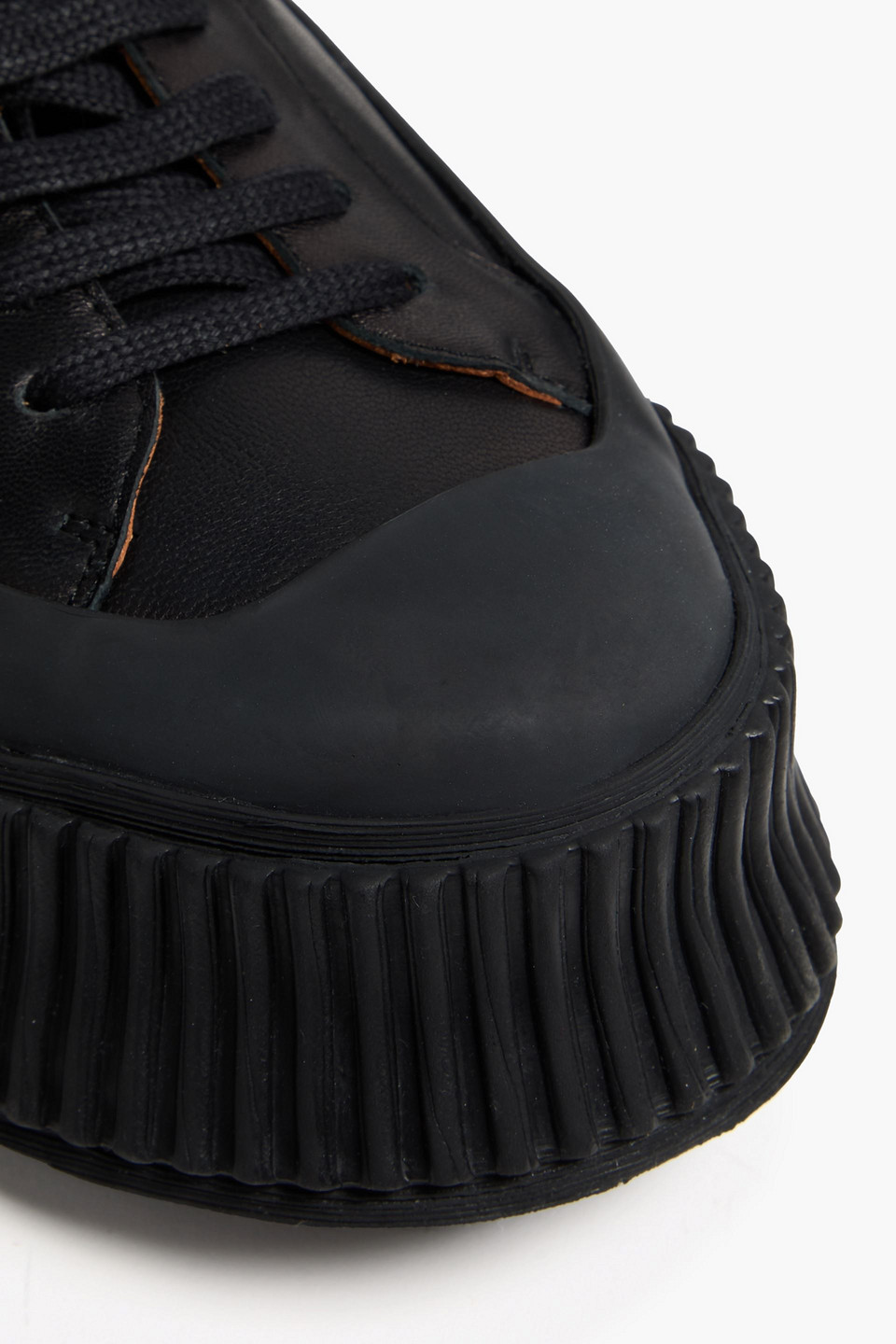 Jil Sander Leather Platform Sneakers In Black