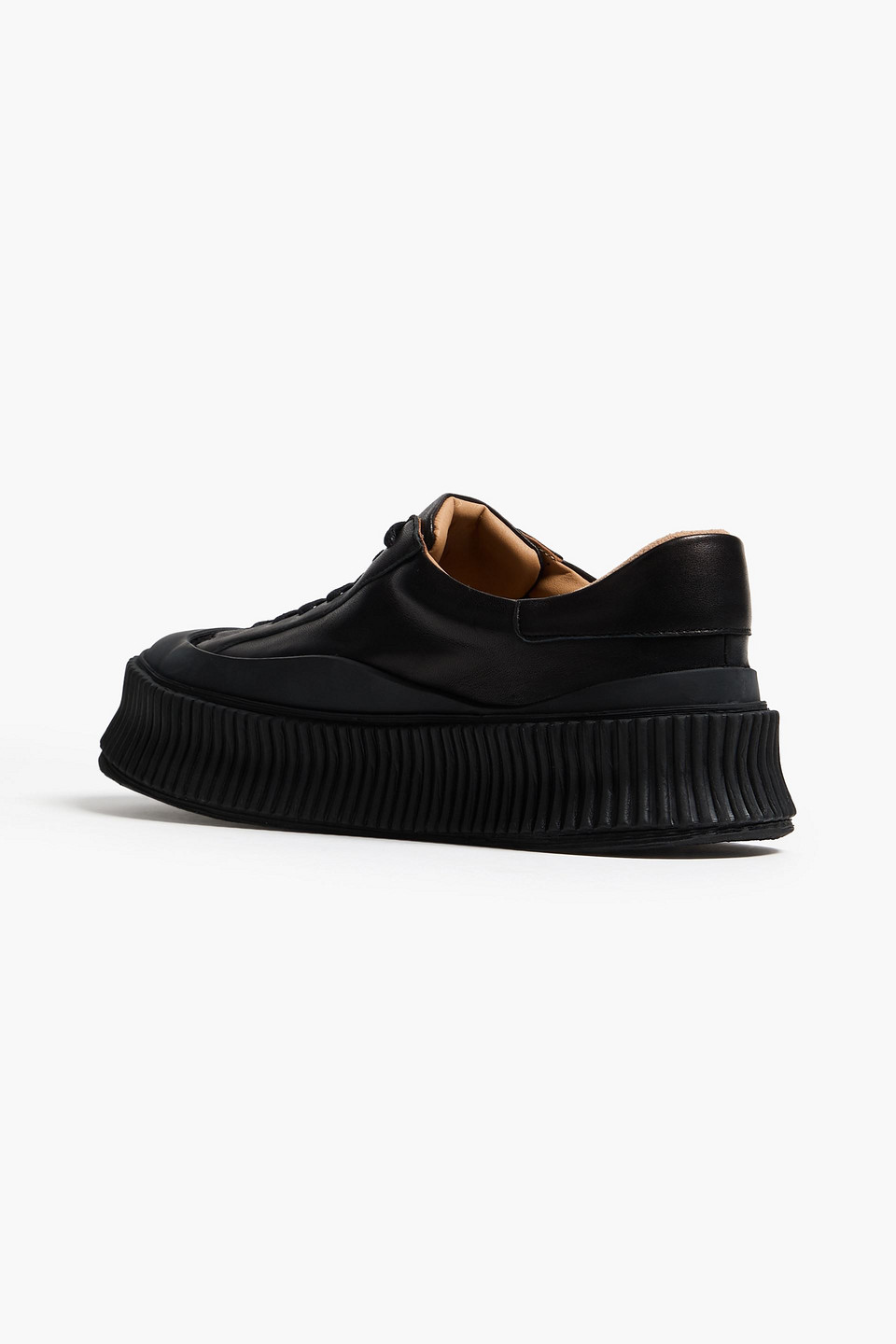 Jil Sander Leather Platform Sneakers In Black