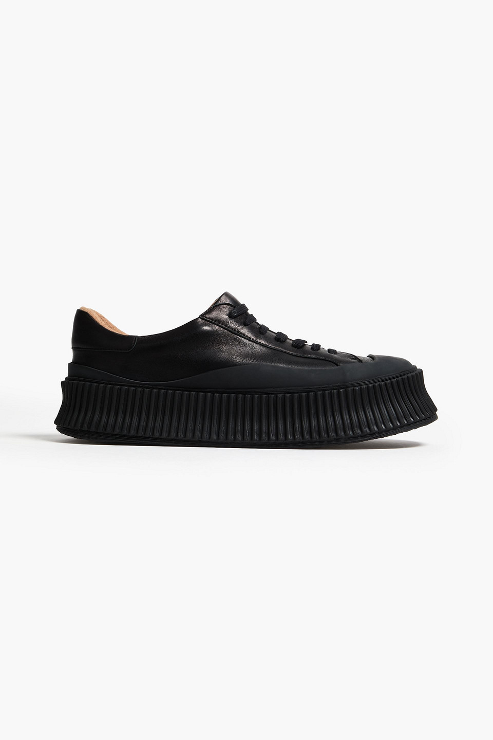 Jil Sander Leather Platform Sneakers In Black