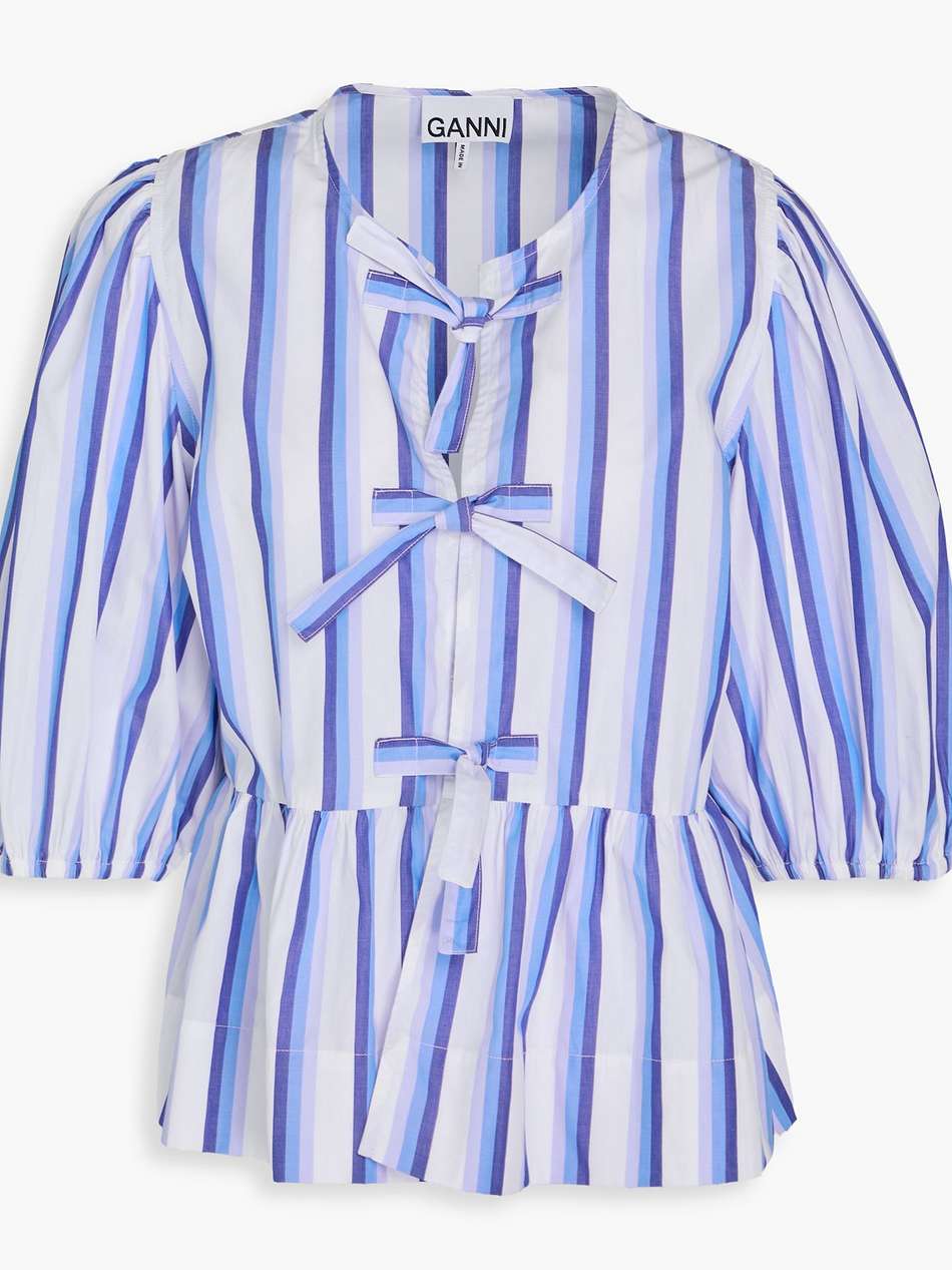 striped cotton-poplin blouse