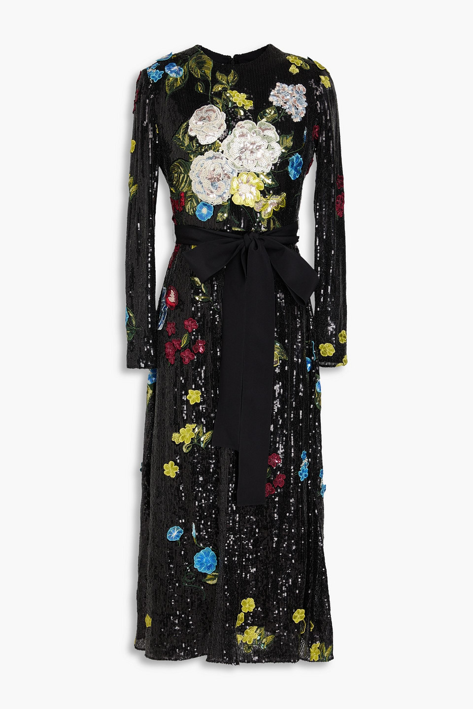 Elie Saab Embellished Tulle Midi Dress In Black