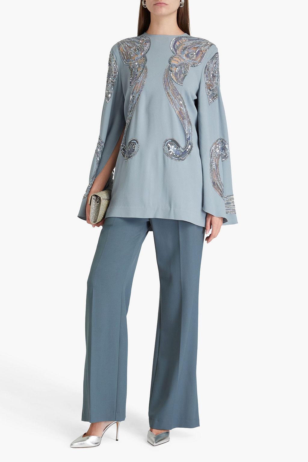 ELIE SAAB بلوزة من الكريب بتصميم مزركش