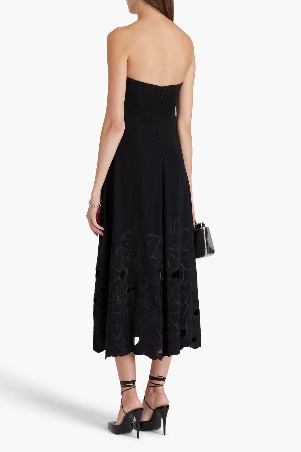 ELIE SAAB فستان من الكريب المطرّز مزين بفتحات ودون حمالات