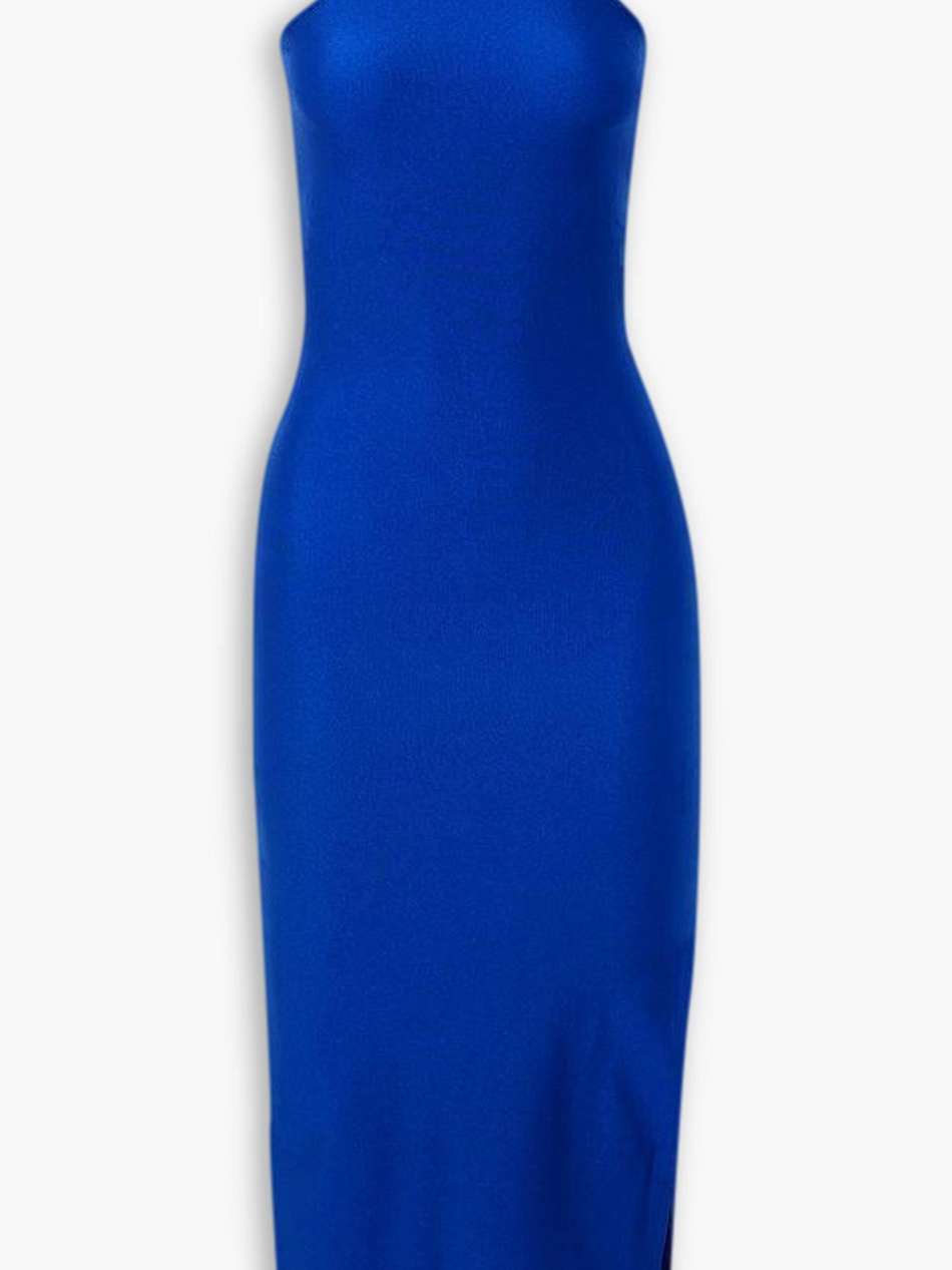 embellished satin-jersey midi dress