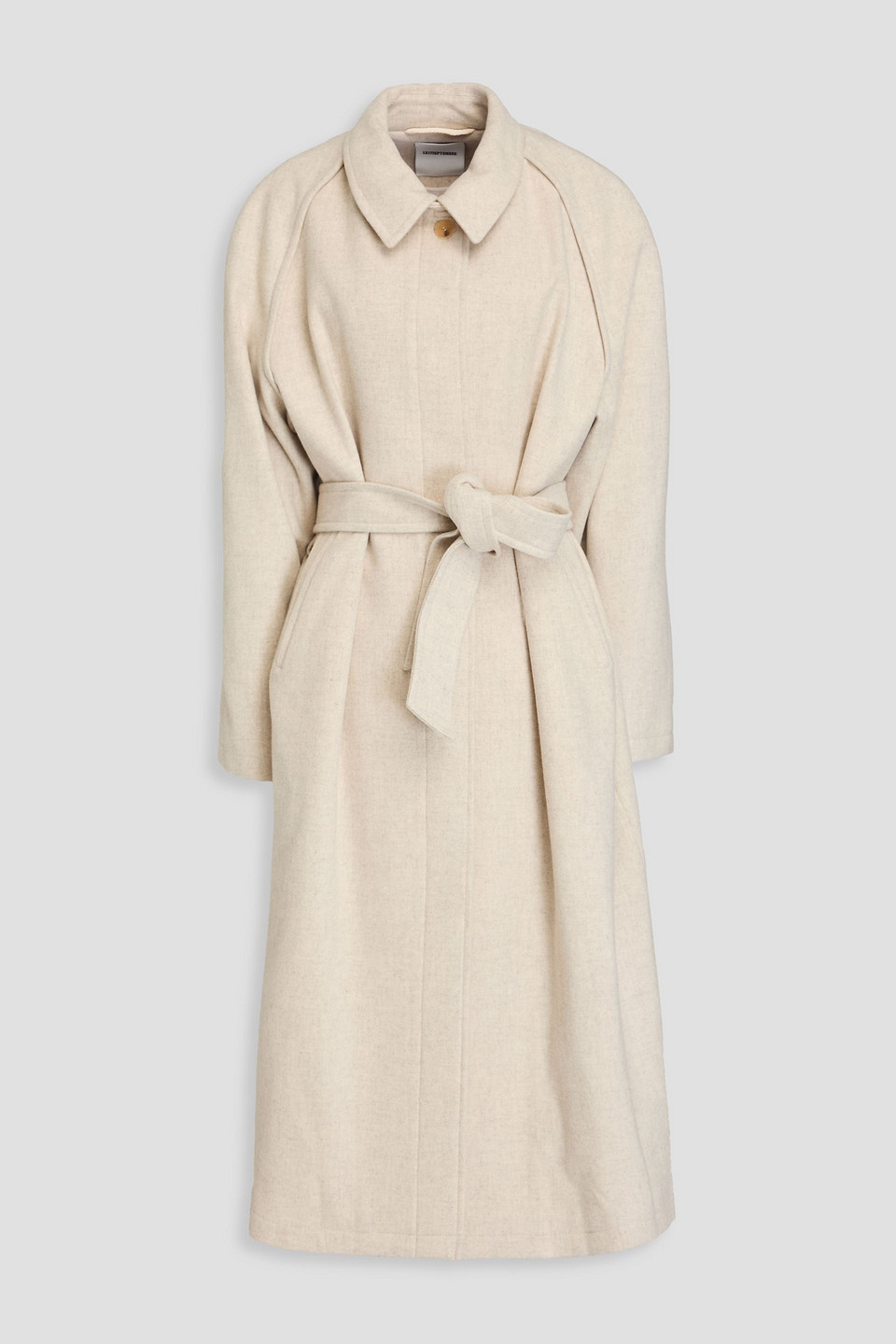 Le 17 Septembre Belted Wool Coat In Ecru