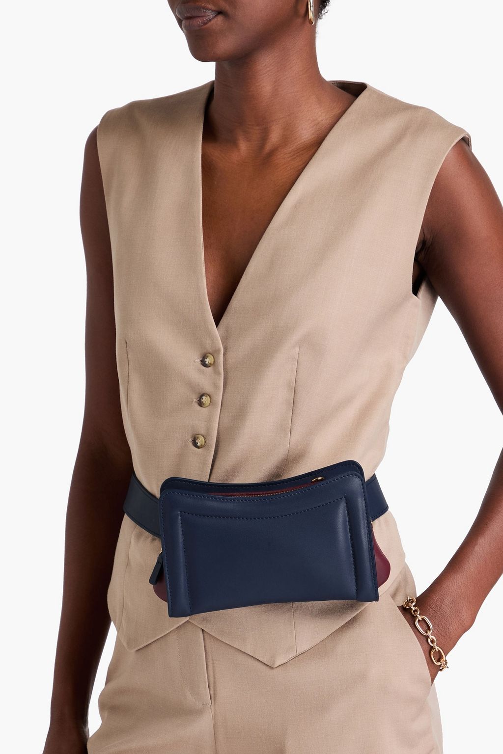 ELLEME Fanny Pack zweifarbige Gürteltasche aus Leder