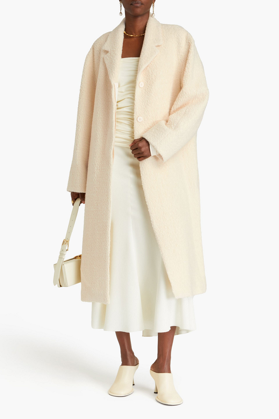 Shop Le 17 Septembre Wool And Cotton-blend Bouclé Coat In Ivory
