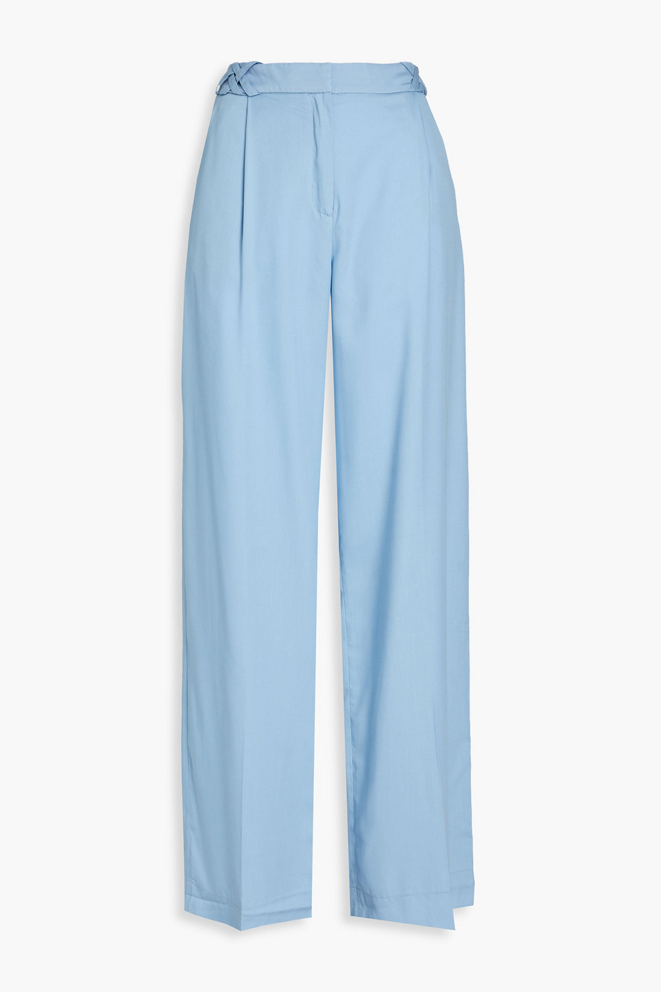 Mother Of Pearl Pleated Lyocell-twill Wide-leg Trousers In Blue