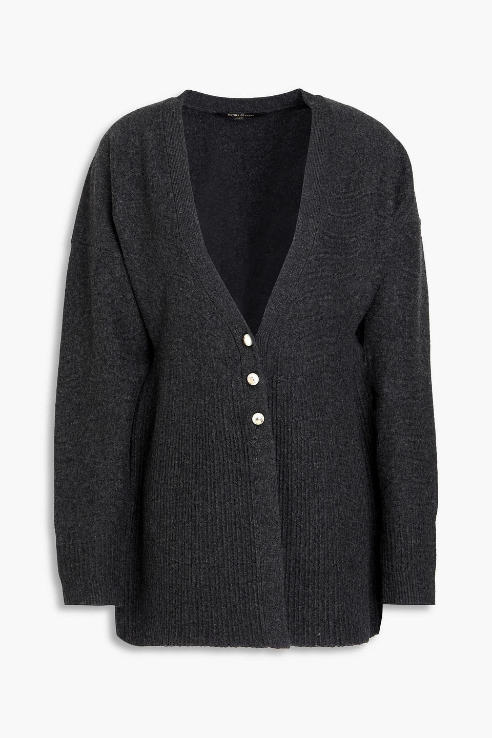 Mother Of Pearl Wool-blend Cardigan In Grey
