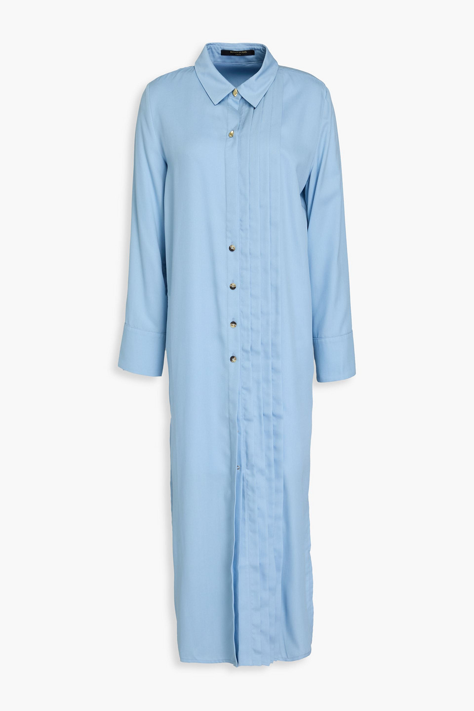 Mother Of Pearl Pleated Tencel-blend Midi Shirt Dress In Blue