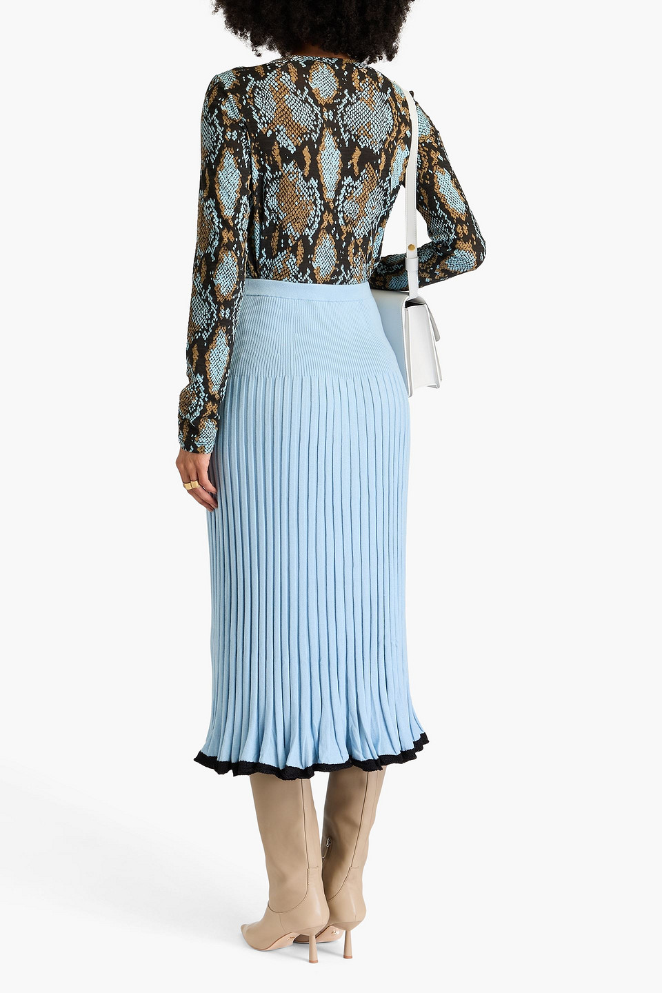 Shop Proenza Schouler Snake-print Cotton-jersey Top In Light Blue