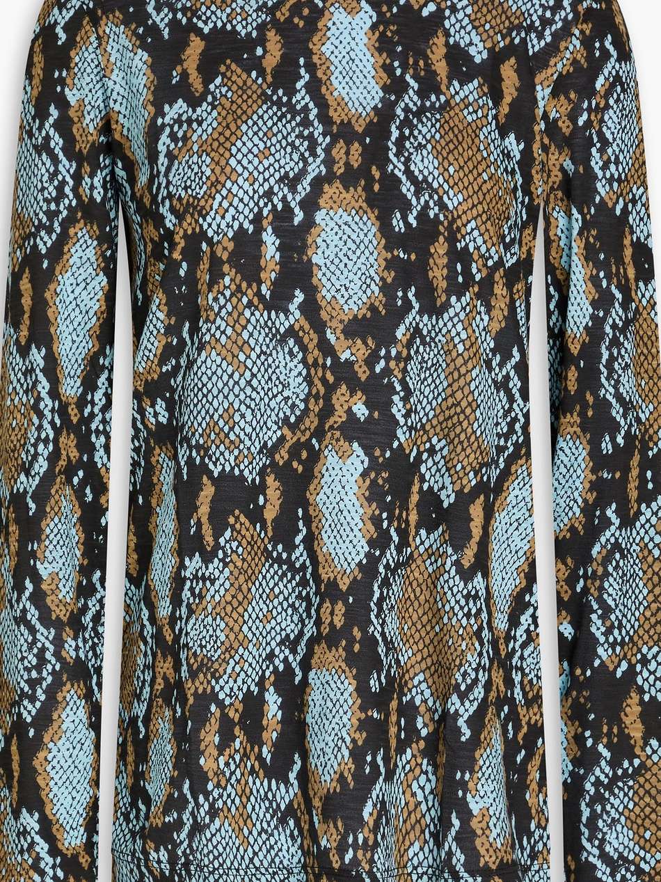 snake-print cotton-jersey top