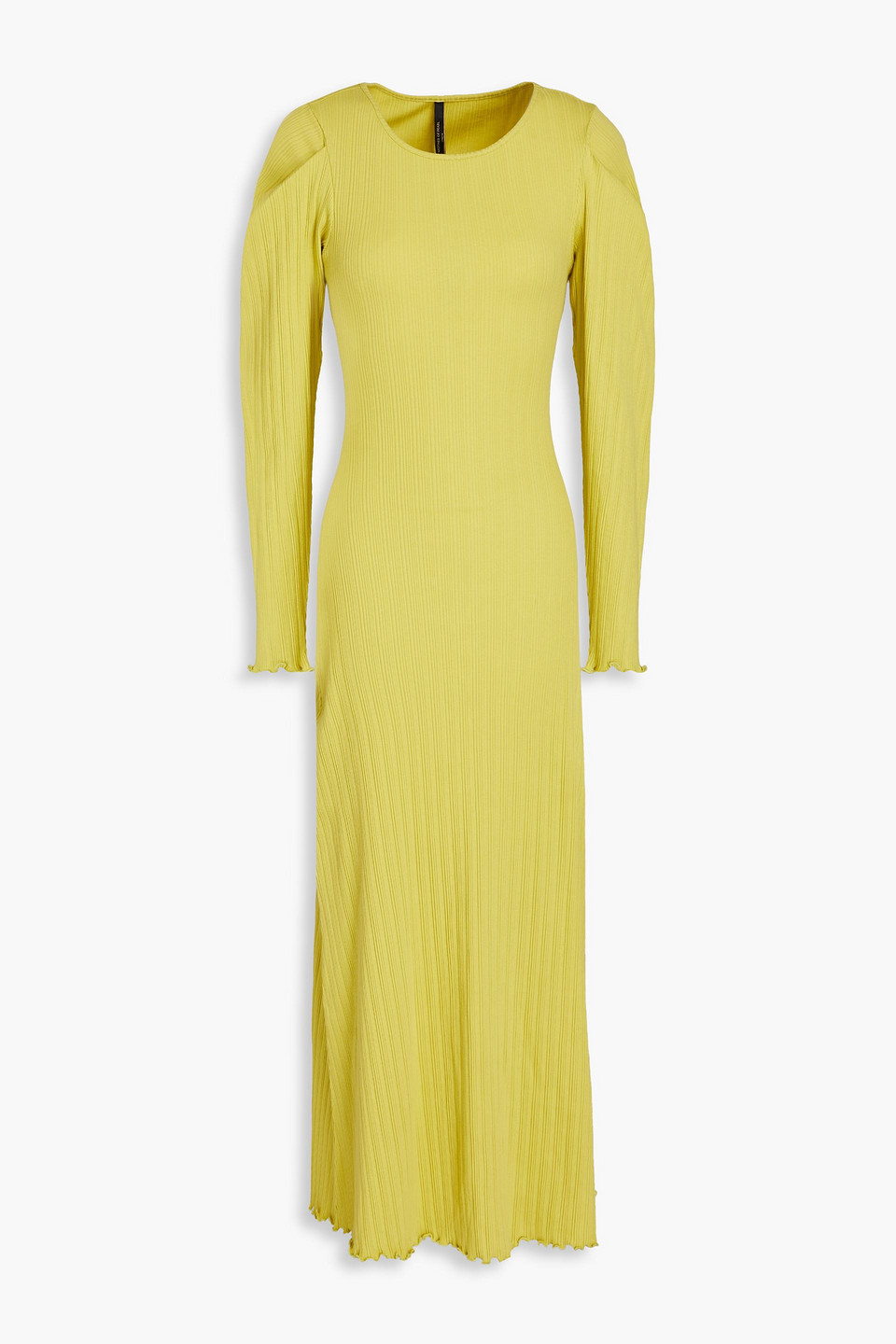 Mother Of Pearl Ribbed Cotton-blend Midi Dress In Yellow
