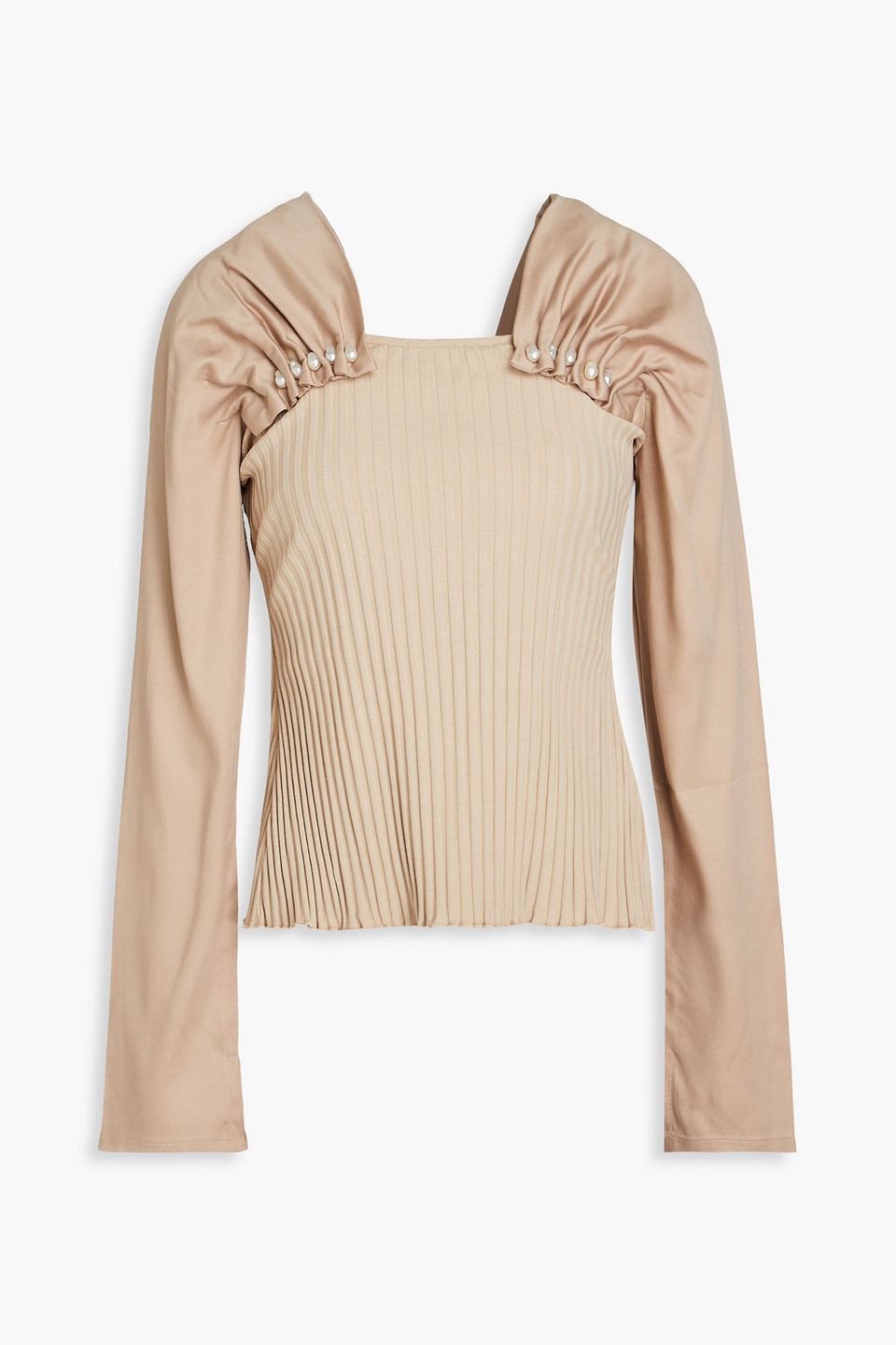 Mother Of Pearl Tencel-paneled Stretch-cotton Jersey Top In Beige