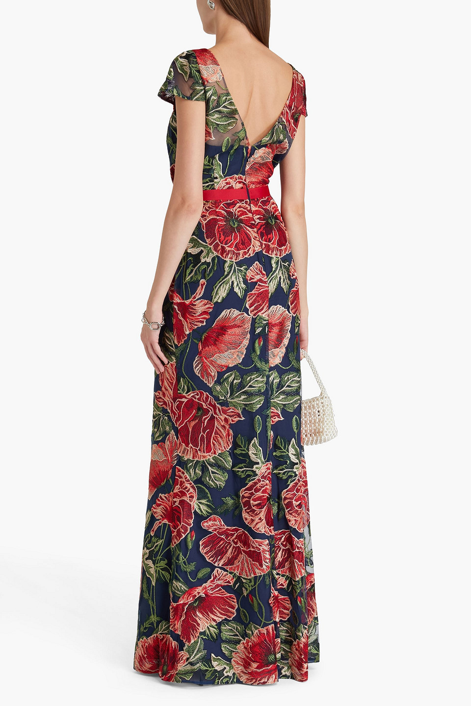 MARCHESA NOTTE EMBROIDERED TULLE GOWN 