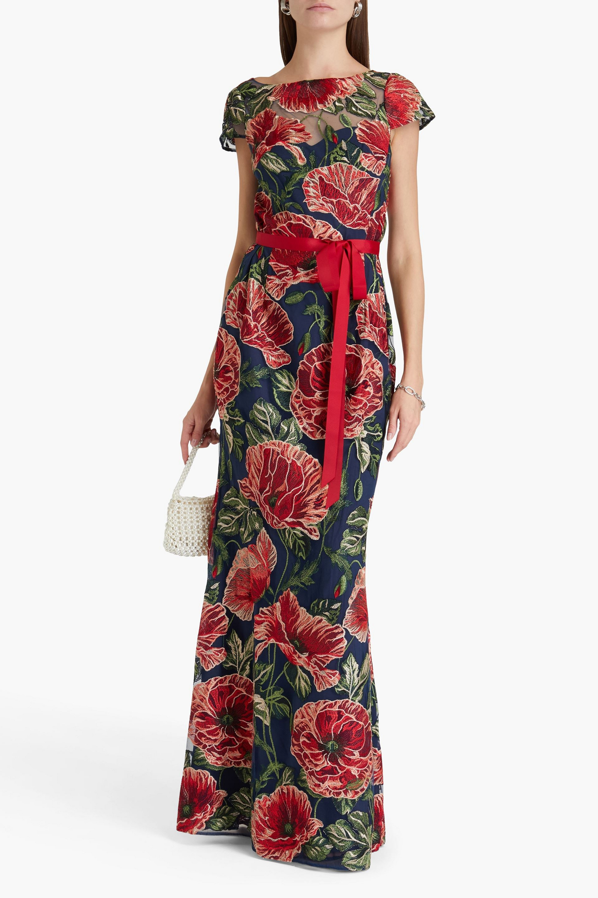 MARCHESA NOTTE Embroidered tulle gown