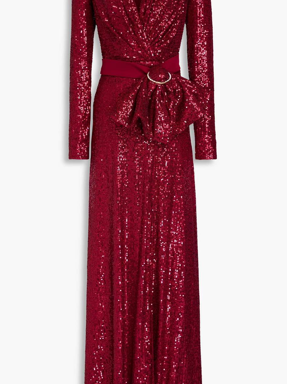 belted sequined tulle gown