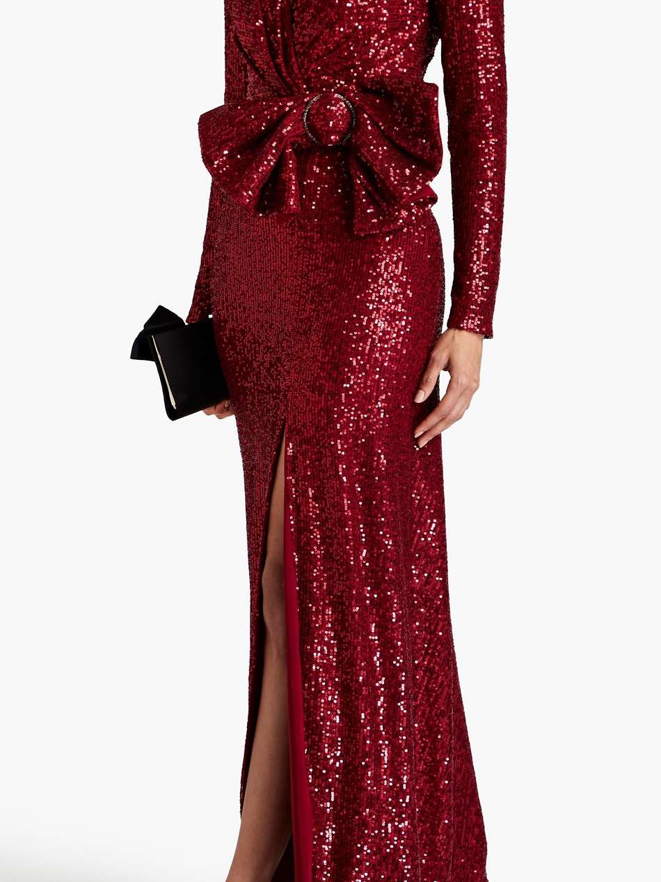 belted sequined tulle gown