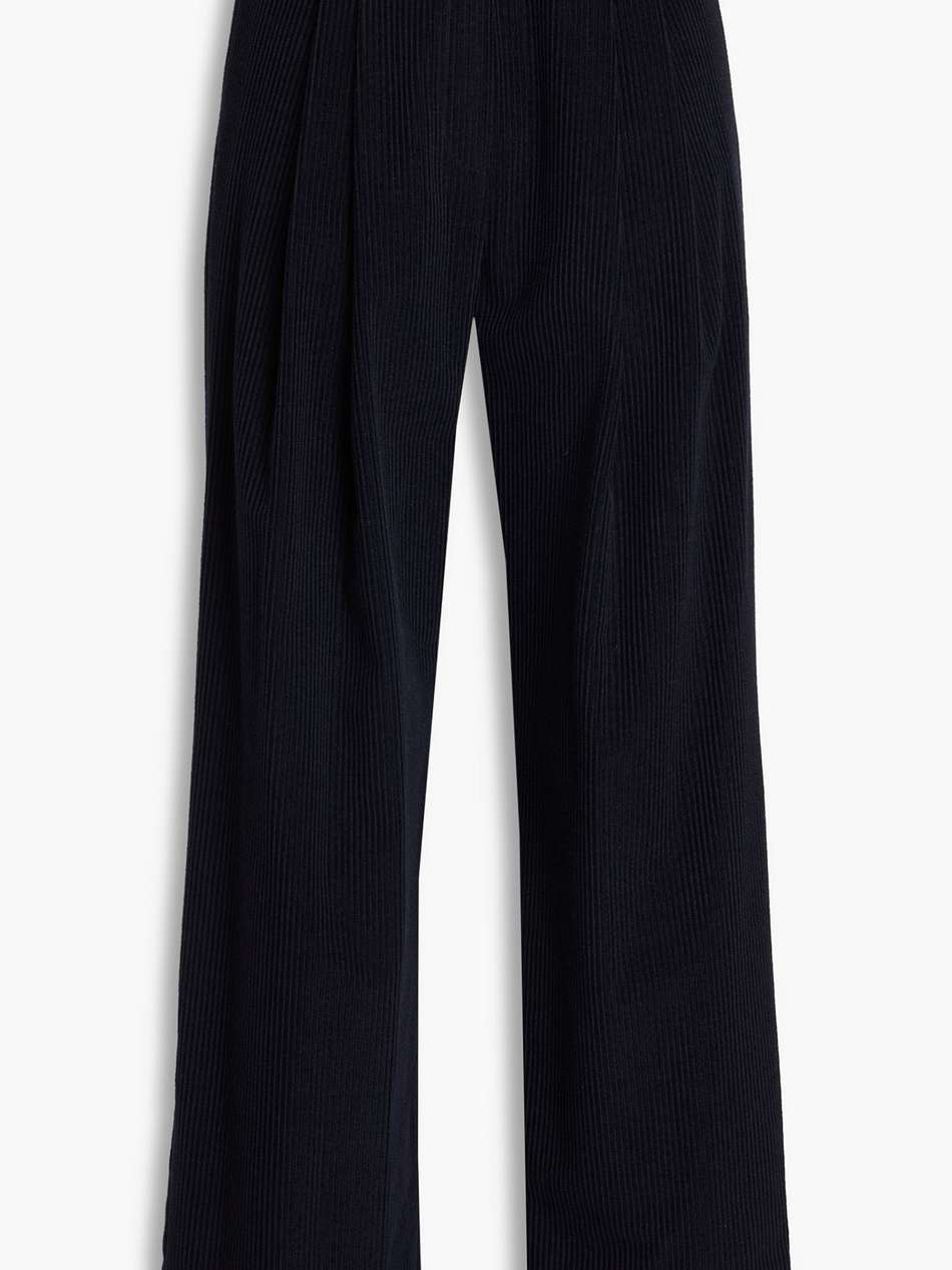 pleated wool-blend corduroy wide-leg pants