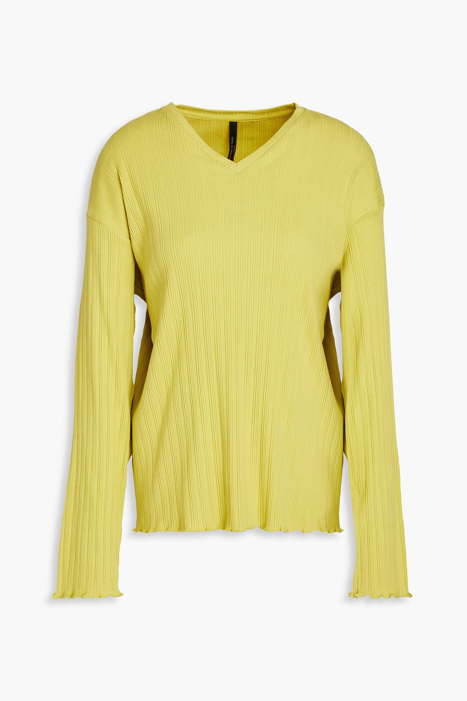 Mother Of Pearl Ribbed Stretch-cotton Jersey Top In Chartreuse