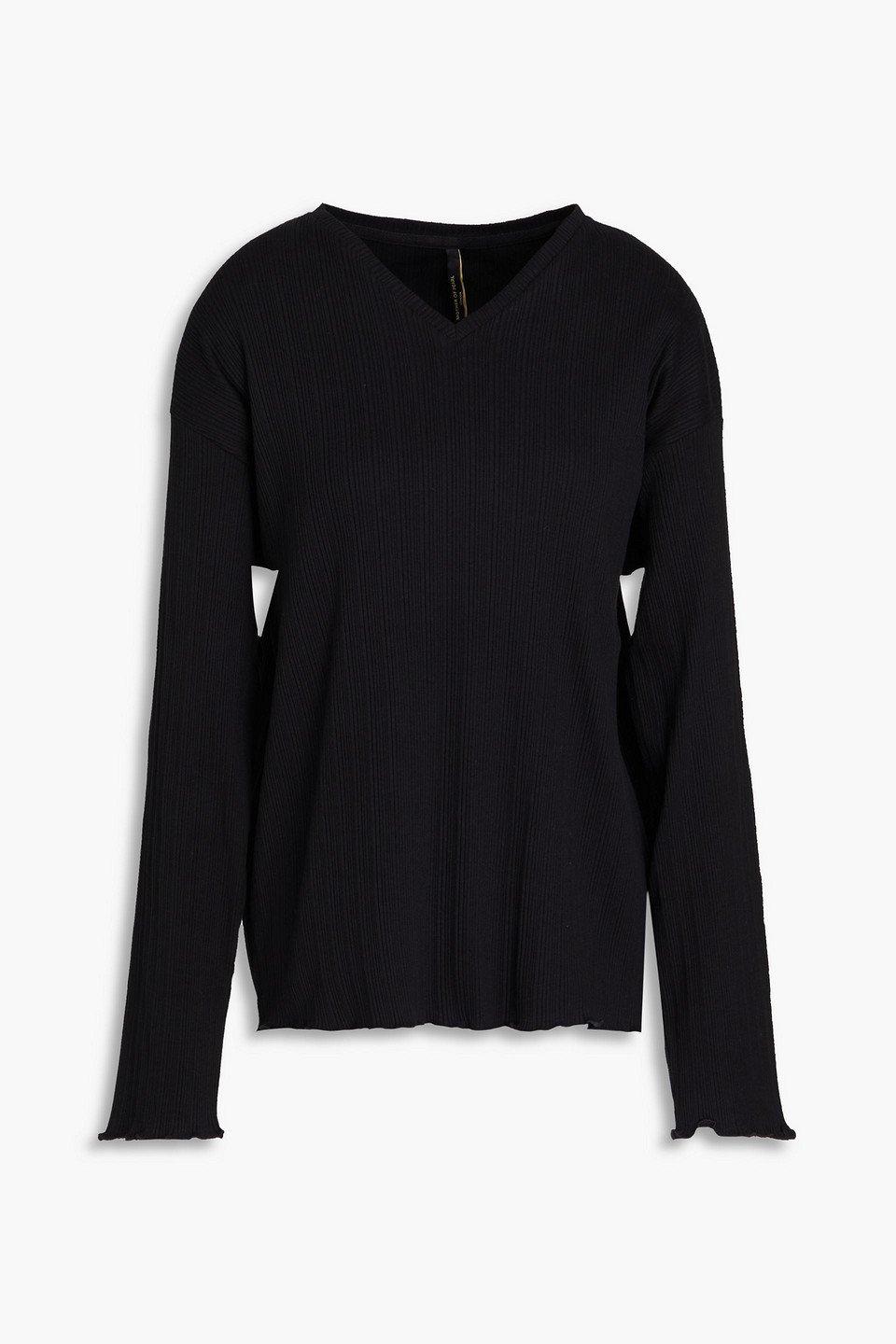 Mother Of Pearl Ribbed Stretch-cotton Jersey Top In Black