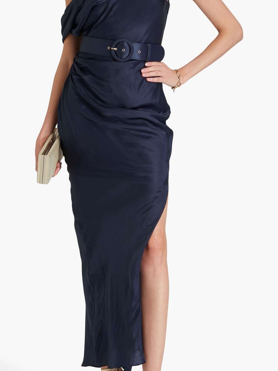 halle one-shoulder satin maxi dress