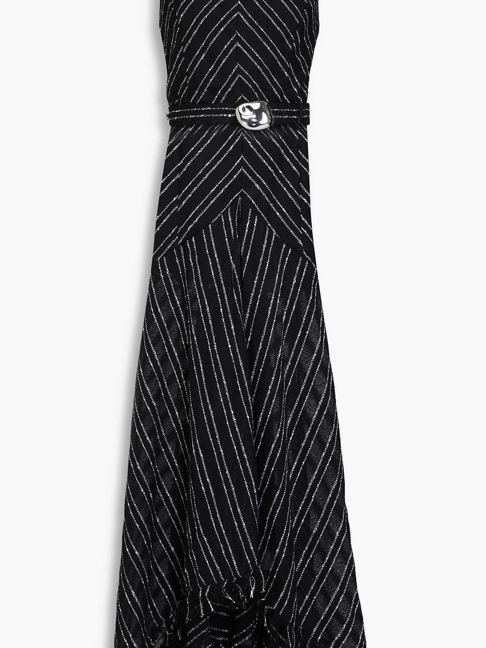 metallic gauze maxi dress