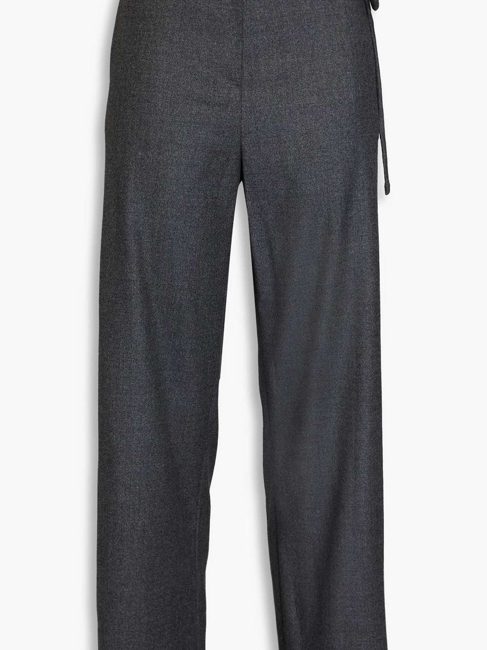 wool-blend twill straight-leg pants