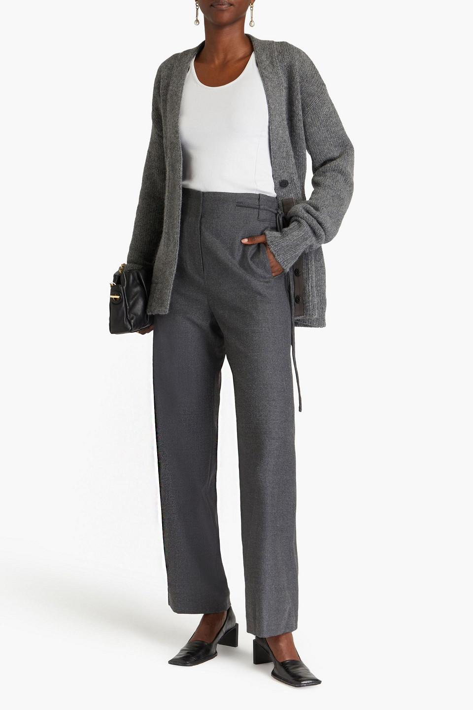 Le 17 Septembre Wool-blend Twill Straight-leg Pants In Dark Gray