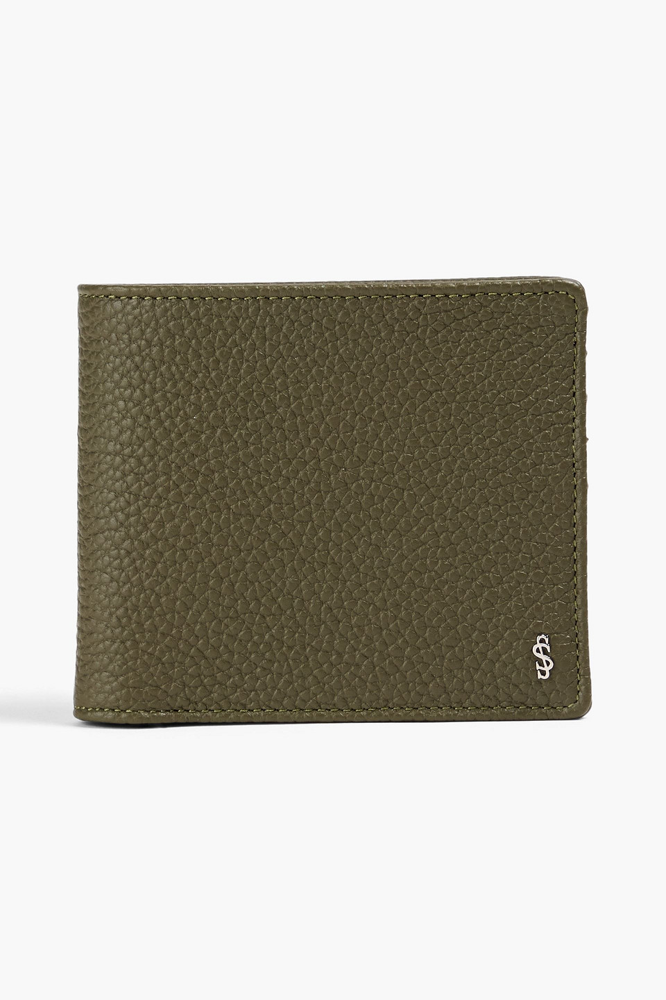 Serapian Pebbled-leather Wallet In Army Green