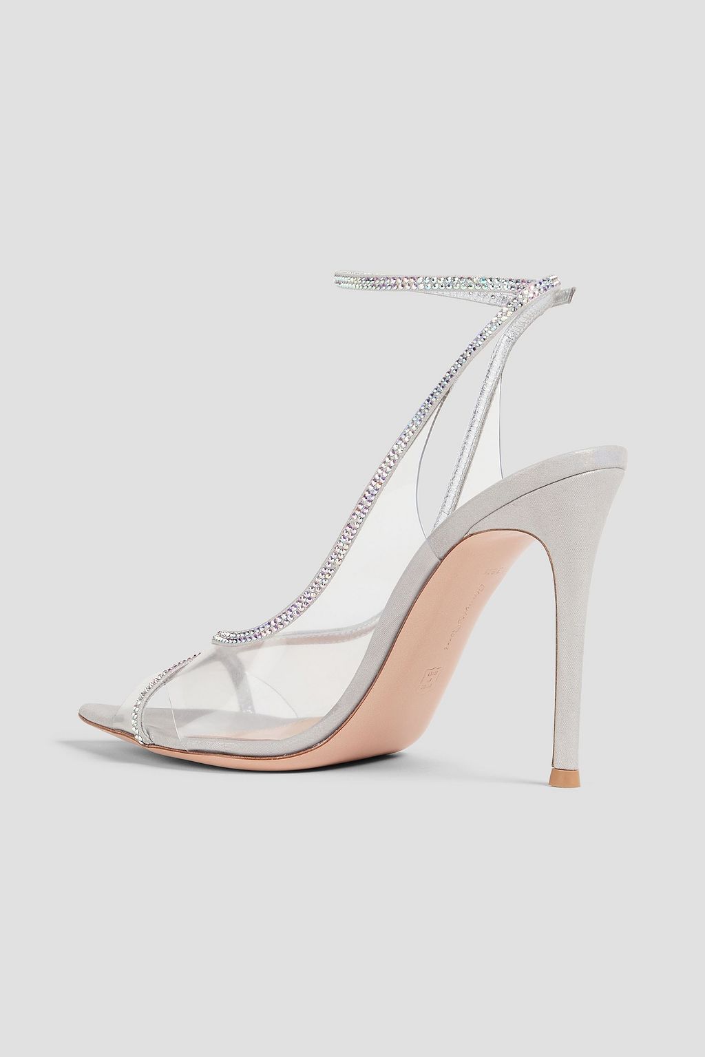 GIANVITO ROSSI حذاء بكعب عالٍ من مادة PVC والشامواه مزيّن بكريستال بلون معدني