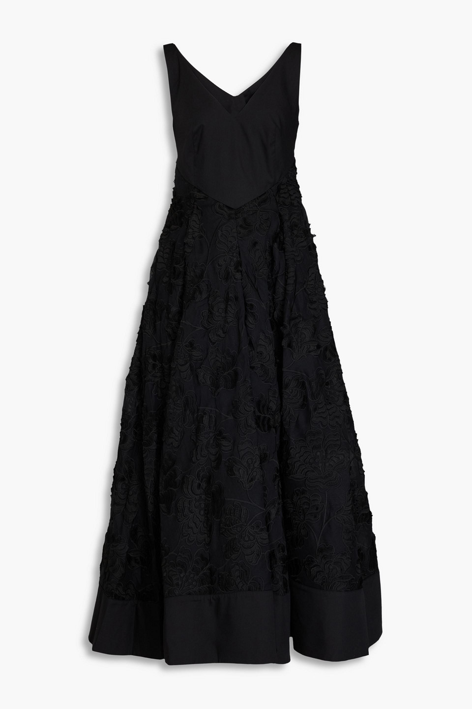 Huishan Zhang Marianela Cutout Embroidered Cotton Midi Dress In Schwarz