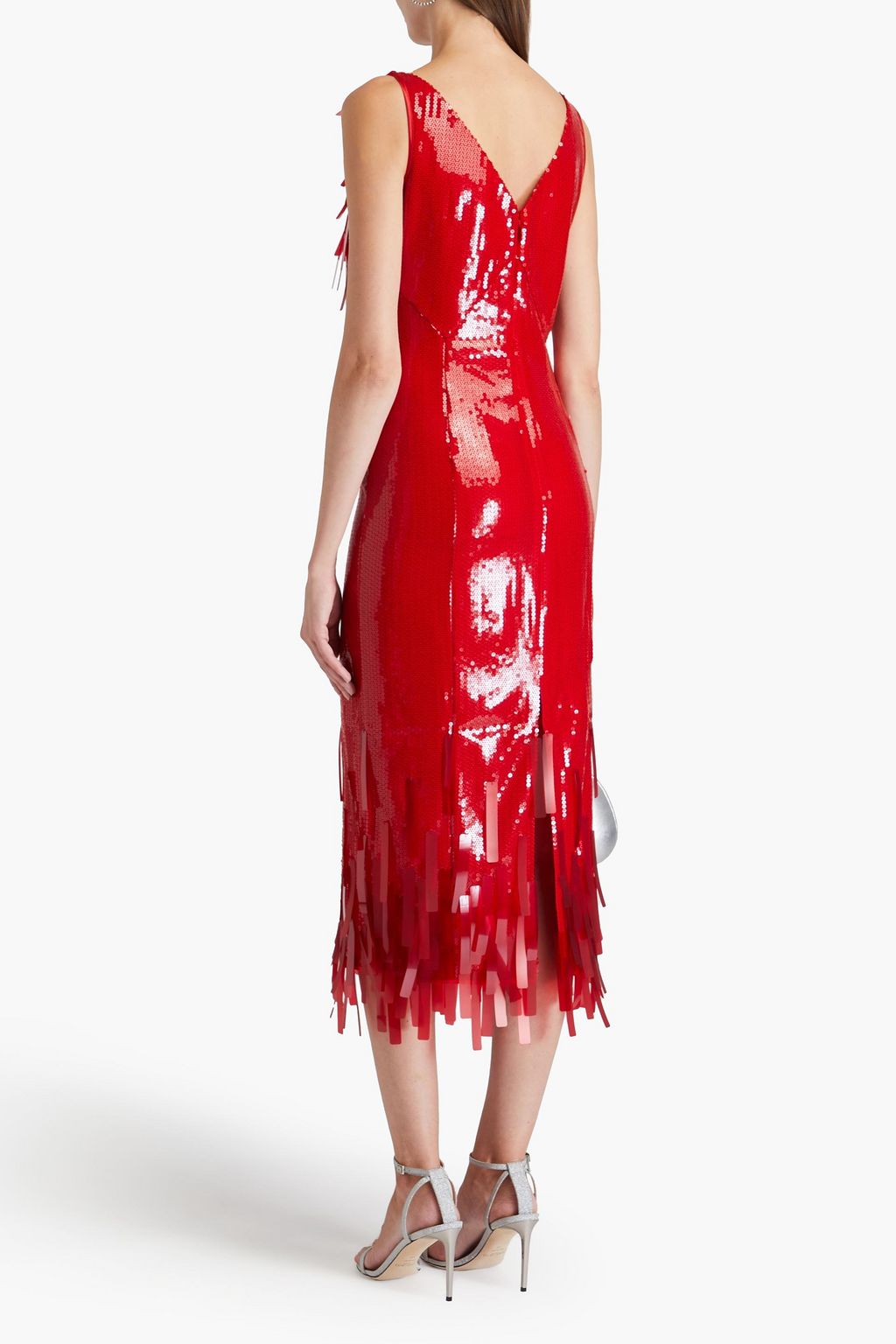 HUISHAN ZHANG Fringed sequined crepe midi dress
