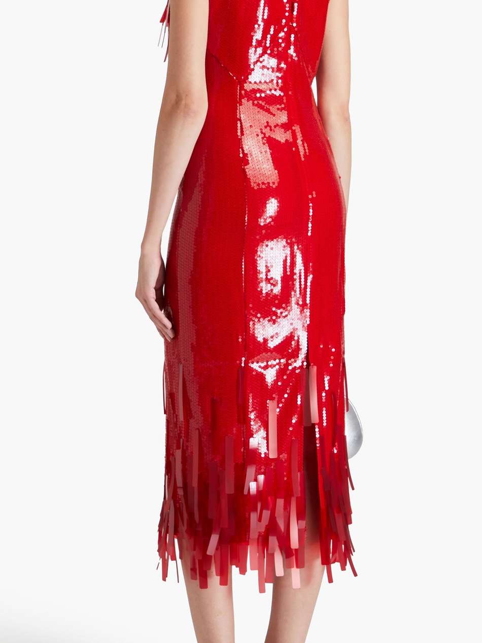 fringed sequined crepe midi dress