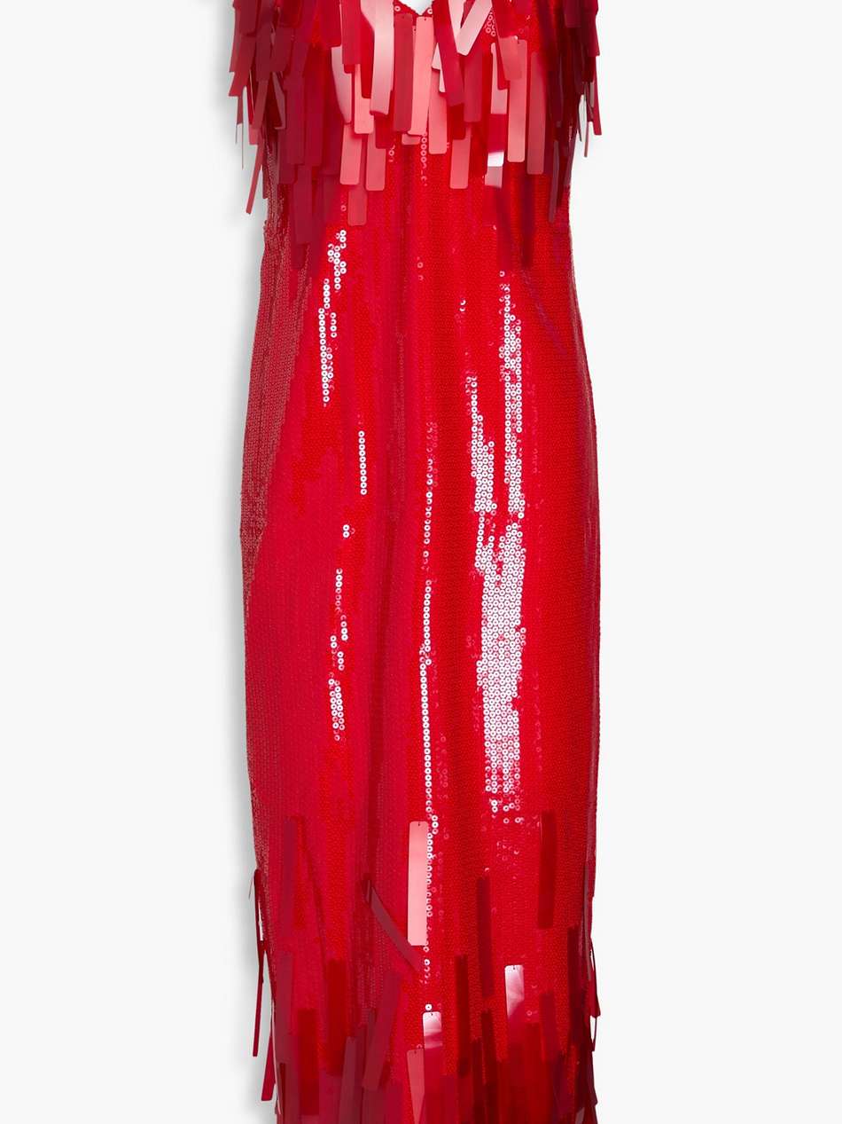fringed sequined crepe midi dress