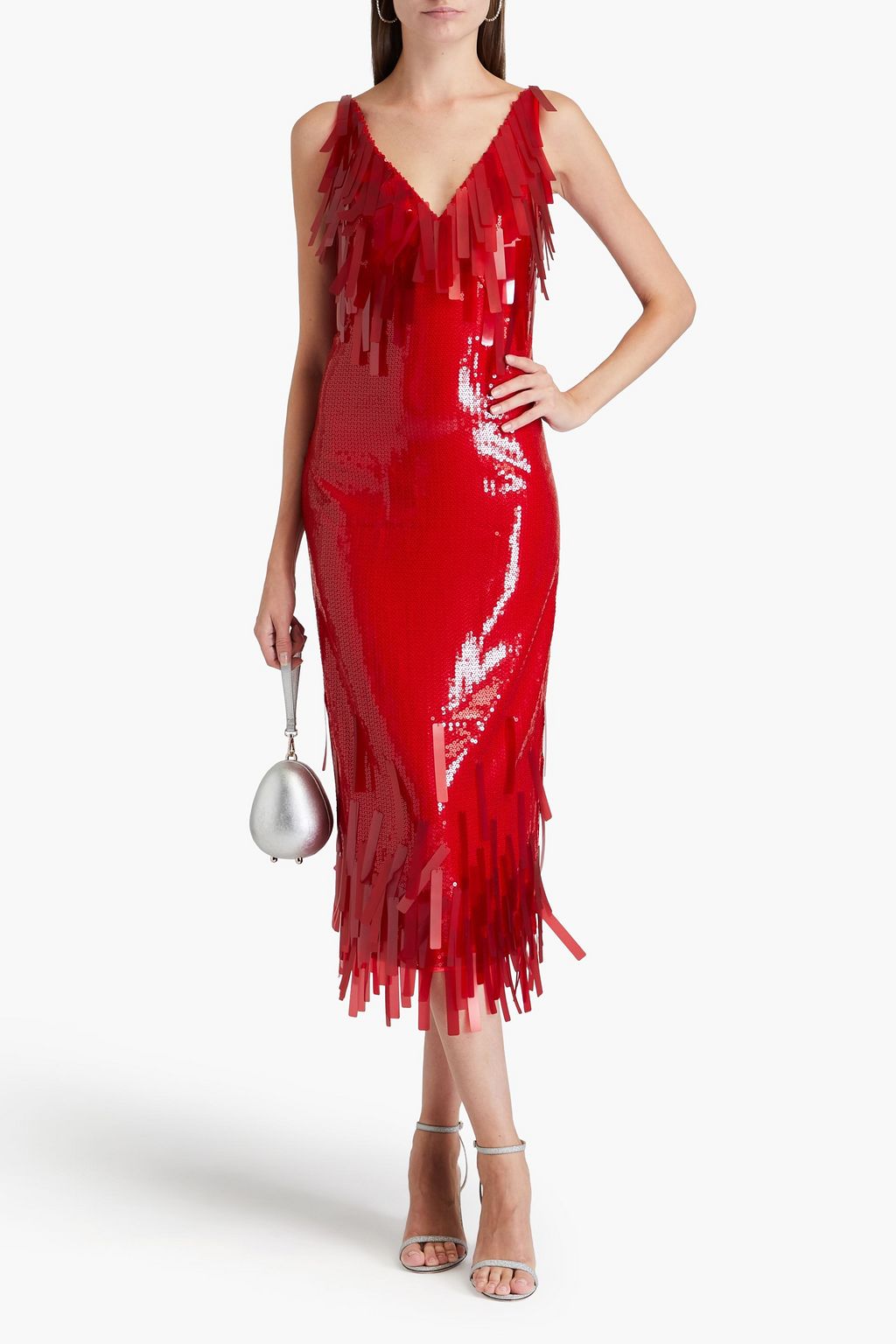 HUISHAN ZHANG Fringed sequined crepe midi dress