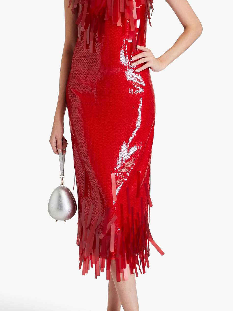 fringed sequined crepe midi dress