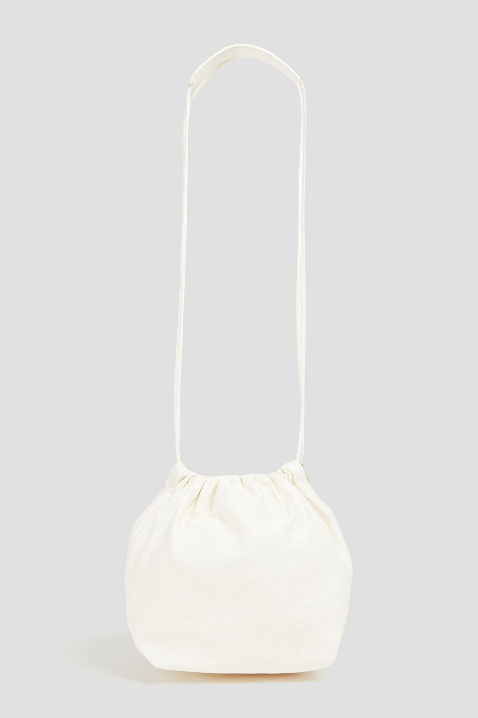 Croc-effect leather bucket bag