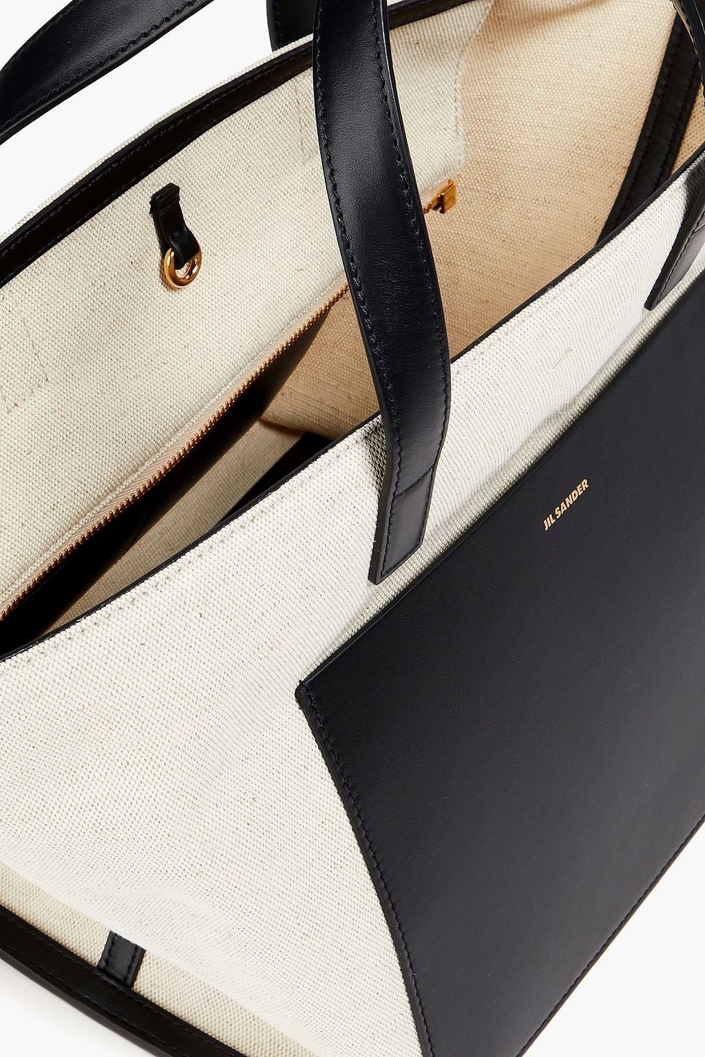 JIL SANDER Leather-trimmed canvas tote