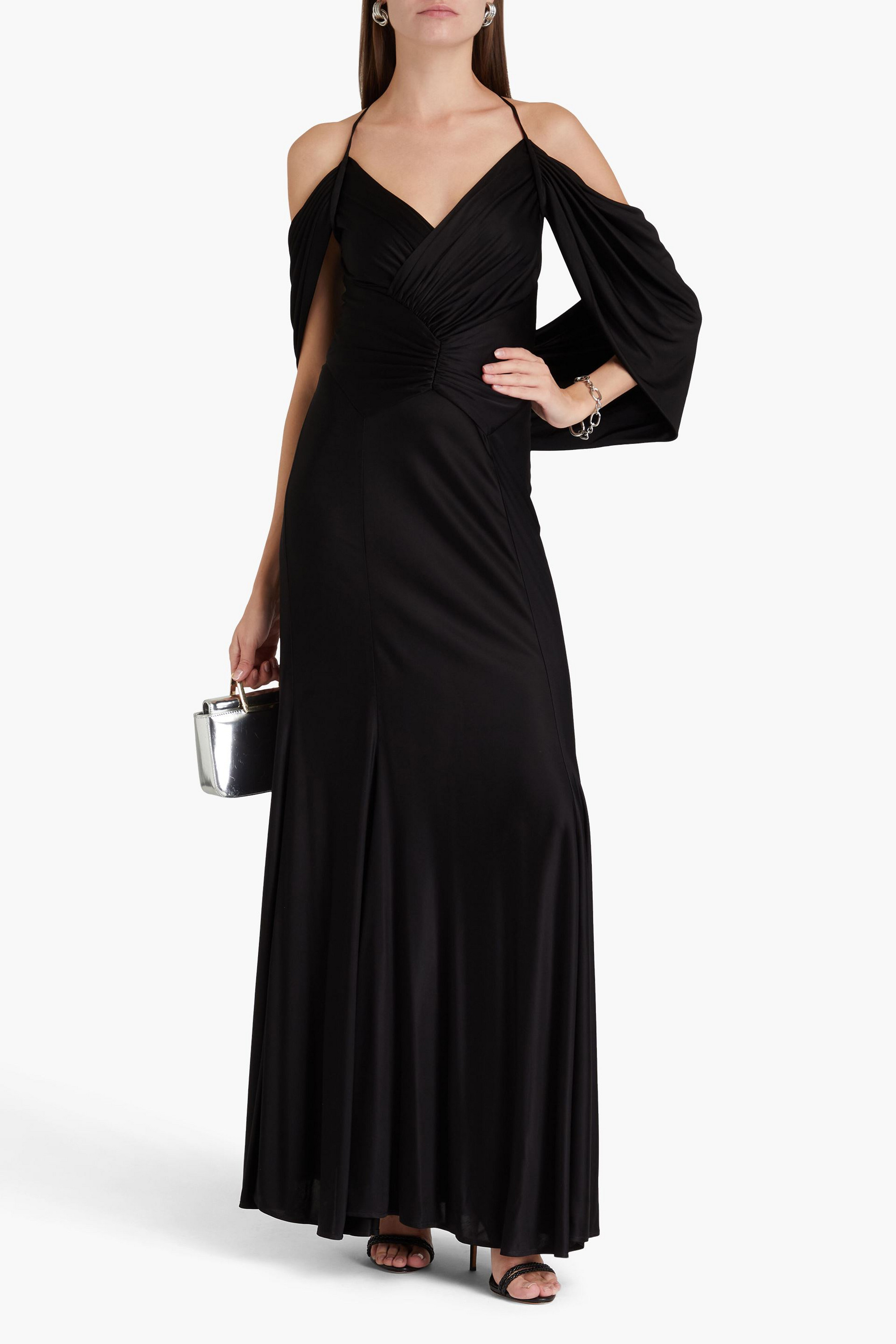 Huishan Zhang Bernice draped satin-jersey gown