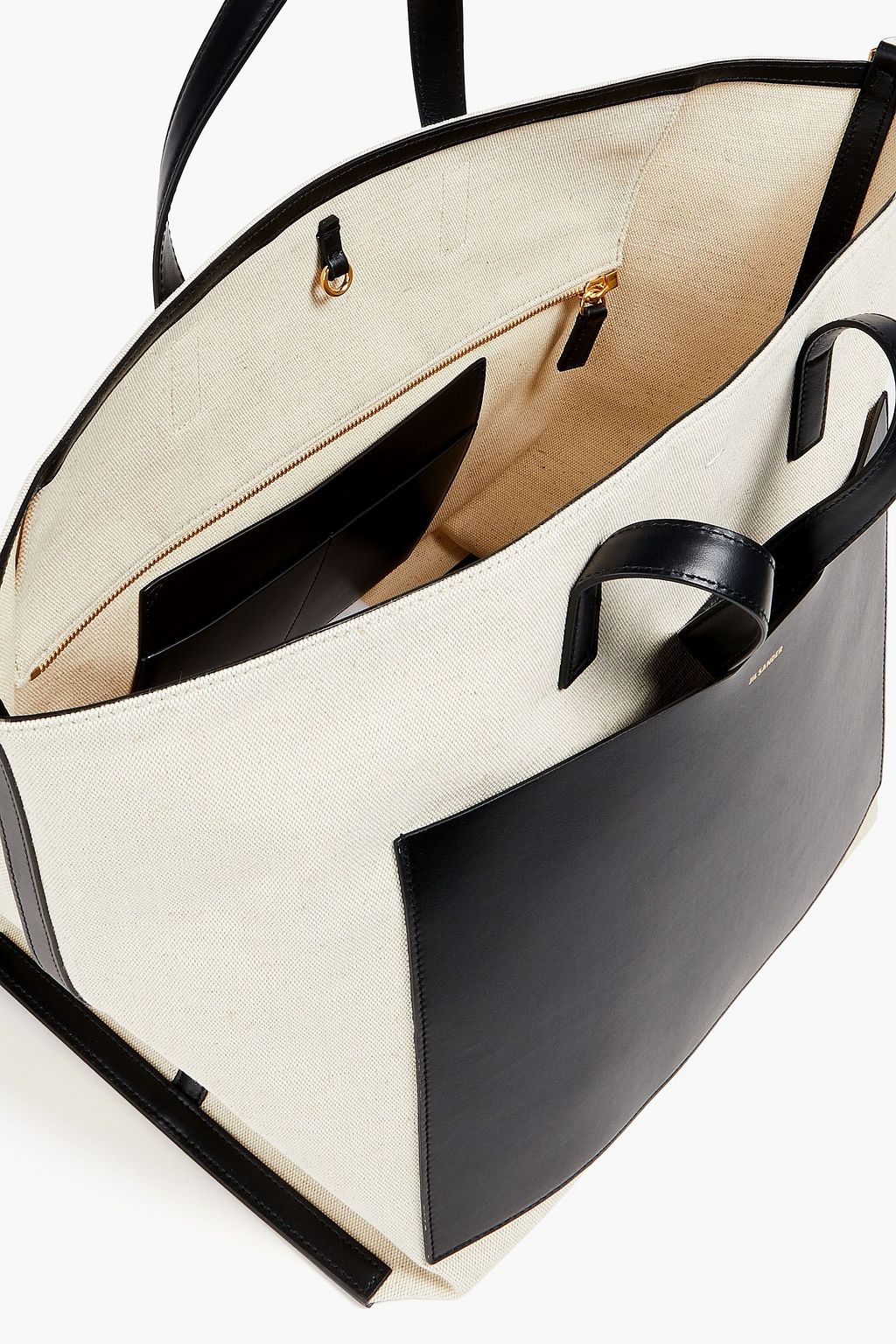 JIL SANDER Leather-trimmed canvas tote
