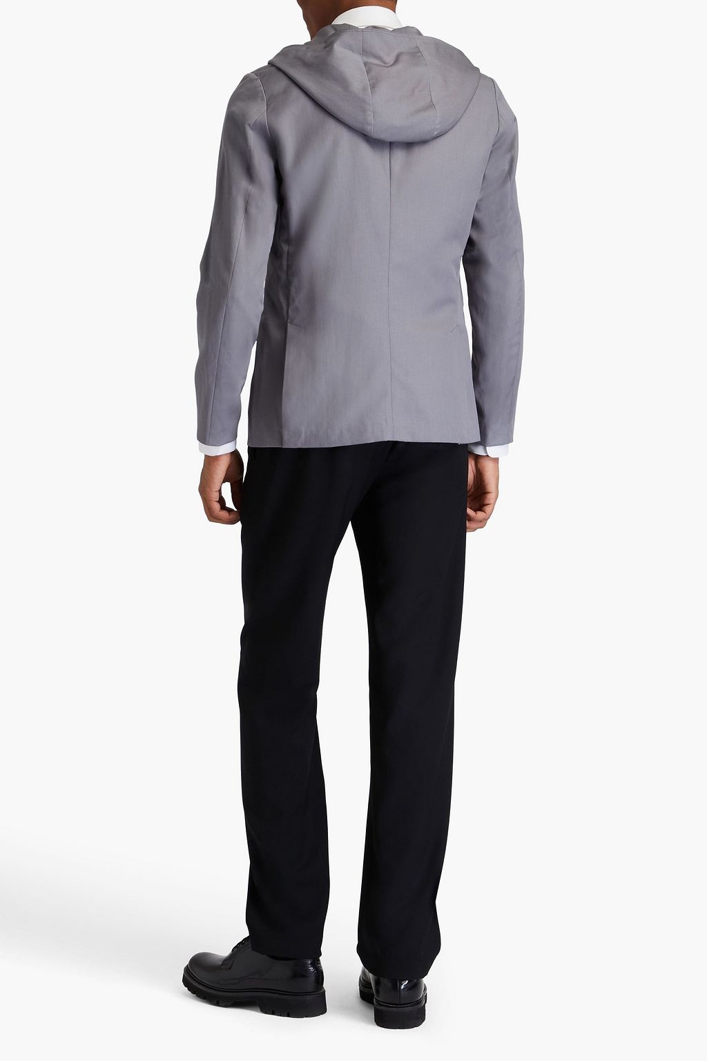 EMPORIO ARMANI Wool and linen-blend hooded blazer
