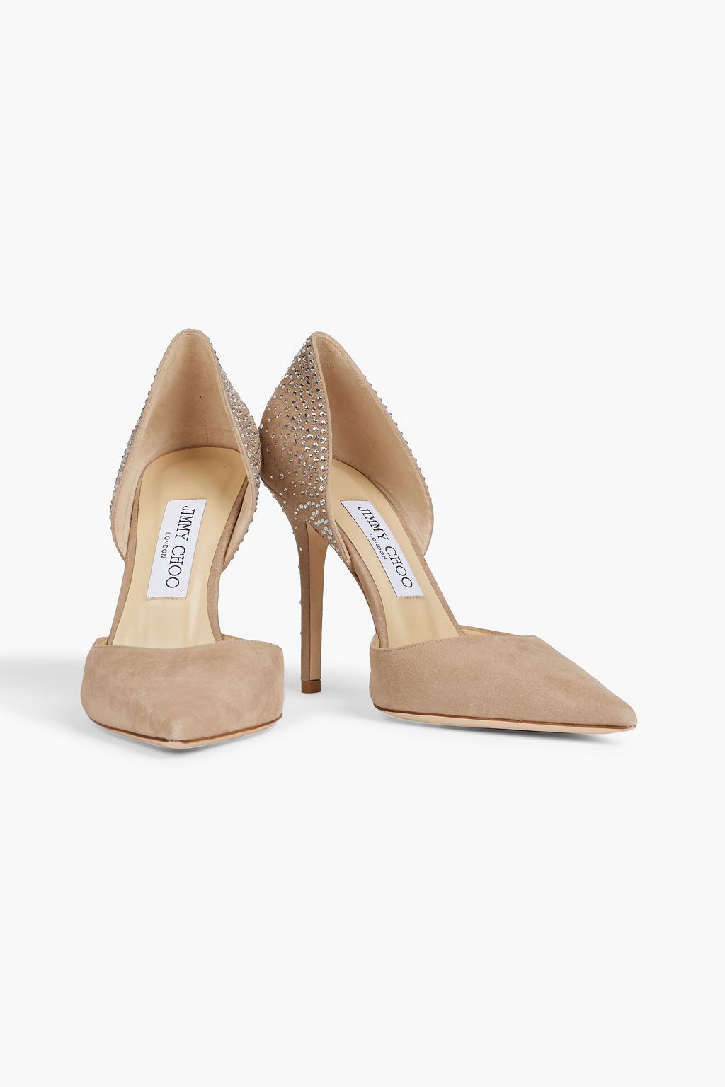 JIMMY CHOO Amya crystal-embellished suede pumps