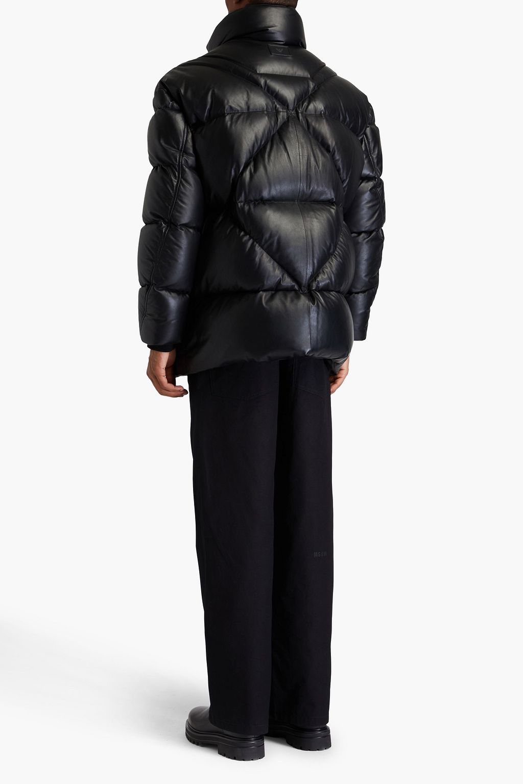 EMPORIO ARMANI Quilted leather down jacket